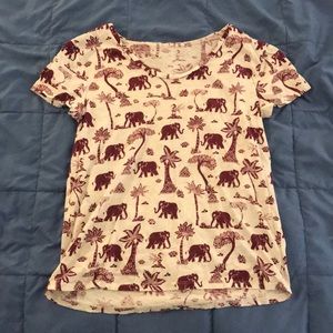 Loft Tshirt - white with fun tropical pattern!